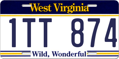 WV license plate 1TT874