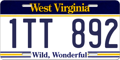 WV license plate 1TT892