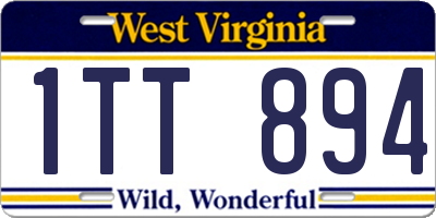 WV license plate 1TT894