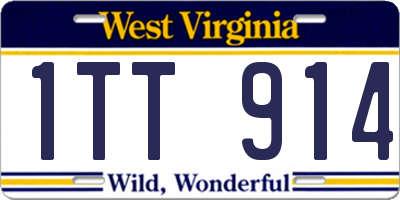 WV license plate 1TT914