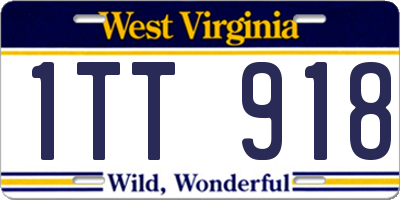 WV license plate 1TT918