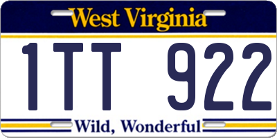 WV license plate 1TT922