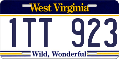 WV license plate 1TT923