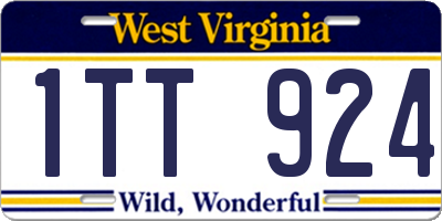WV license plate 1TT924