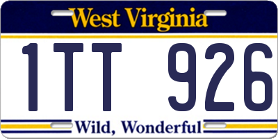 WV license plate 1TT926