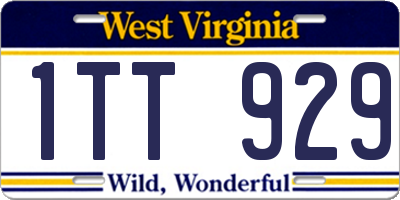 WV license plate 1TT929