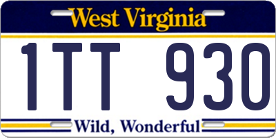 WV license plate 1TT930