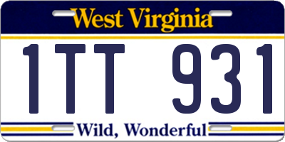 WV license plate 1TT931