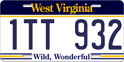 WV license plate 1TT932