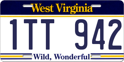 WV license plate 1TT942