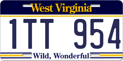 WV license plate 1TT954