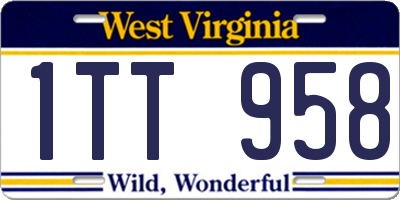 WV license plate 1TT958