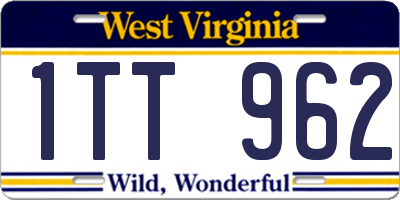 WV license plate 1TT962