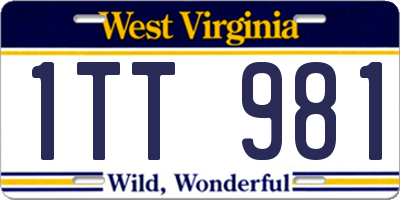 WV license plate 1TT981