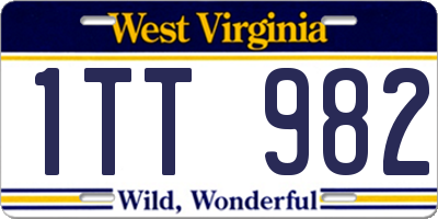 WV license plate 1TT982