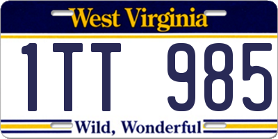 WV license plate 1TT985