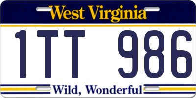 WV license plate 1TT986