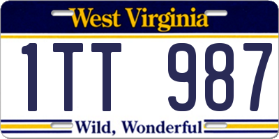 WV license plate 1TT987