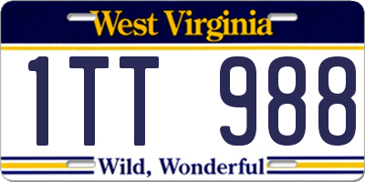 WV license plate 1TT988