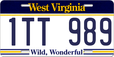 WV license plate 1TT989