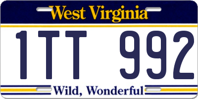 WV license plate 1TT992