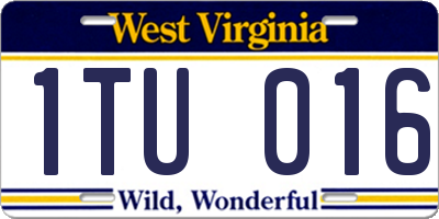 WV license plate 1TU016