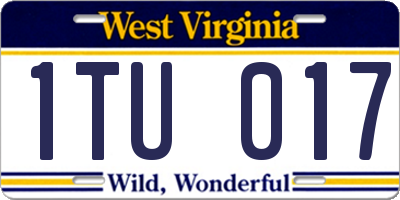 WV license plate 1TU017