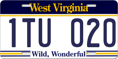 WV license plate 1TU020
