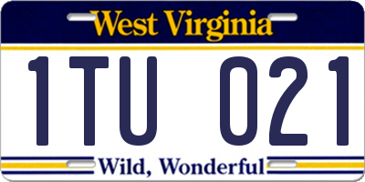 WV license plate 1TU021