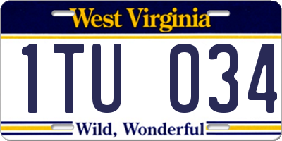 WV license plate 1TU034