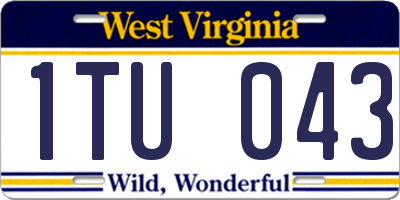 WV license plate 1TU043