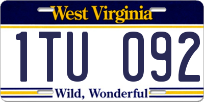 WV license plate 1TU092