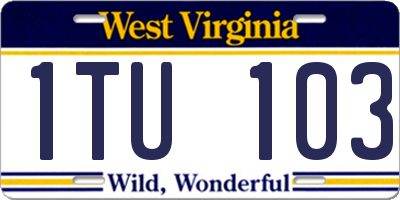 WV license plate 1TU103
