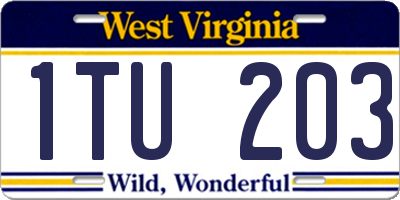 WV license plate 1TU203