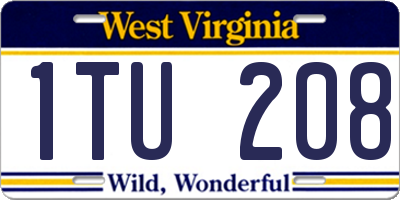 WV license plate 1TU208