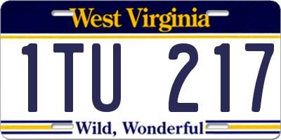WV license plate 1TU217