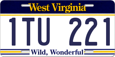 WV license plate 1TU221