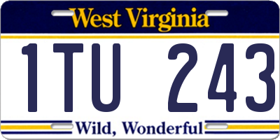 WV license plate 1TU243