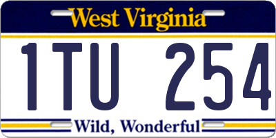 WV license plate 1TU254