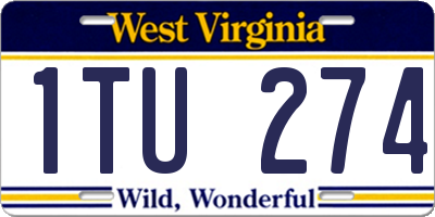 WV license plate 1TU274