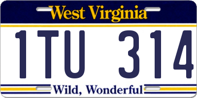 WV license plate 1TU314