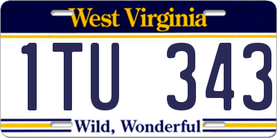 WV license plate 1TU343