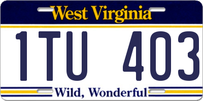WV license plate 1TU403
