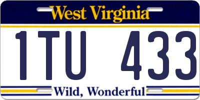 WV license plate 1TU433