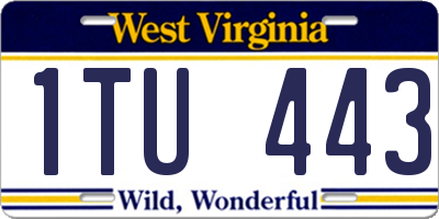 WV license plate 1TU443