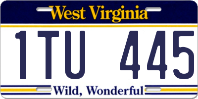 WV license plate 1TU445