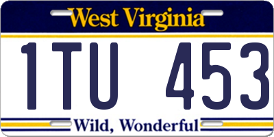 WV license plate 1TU453