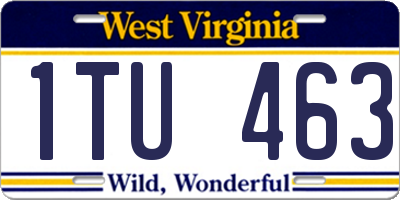 WV license plate 1TU463