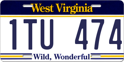 WV license plate 1TU474