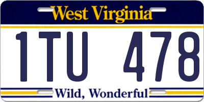 WV license plate 1TU478